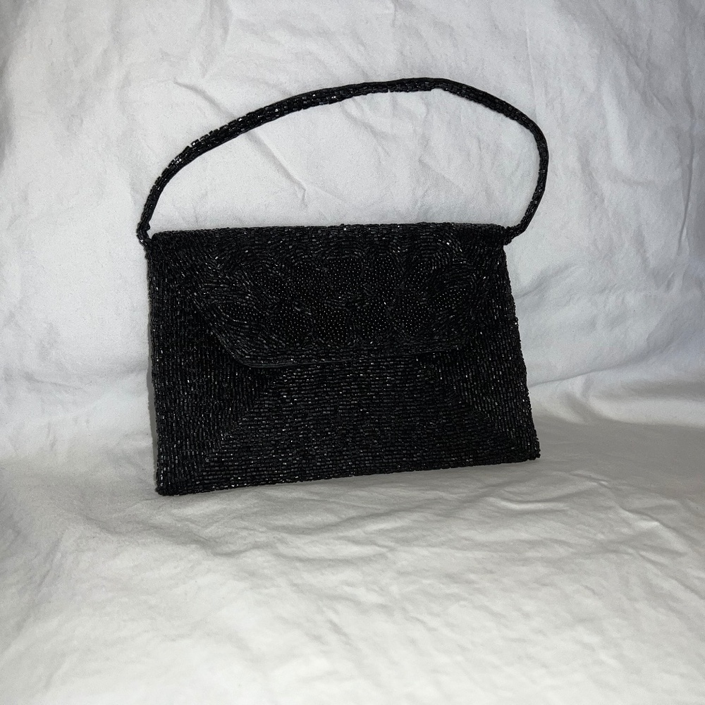 Vintage Richere bag by Walborg Black beaded evening bag from Japan